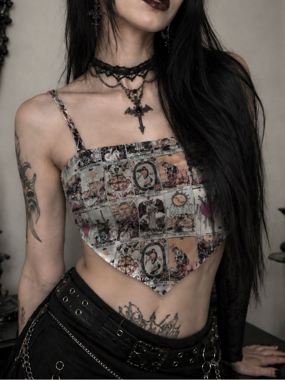 Rare Tarot Card Scarf Top Bandana Style